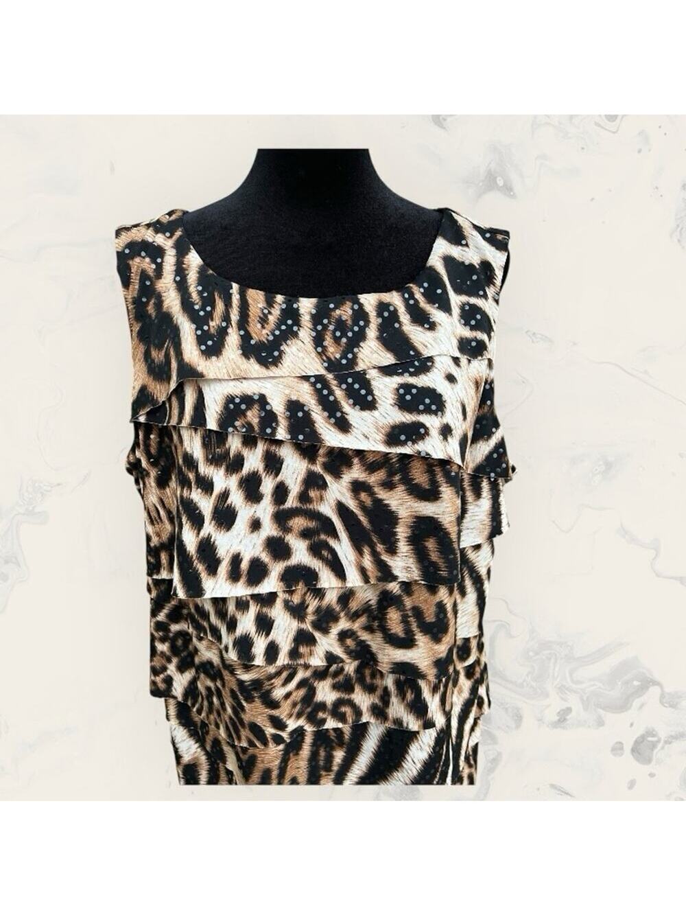 Dressbarn Collection Animal Print Sleeveless Tiered Top, Women's Size 1X